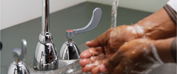 hands being washed at a sink